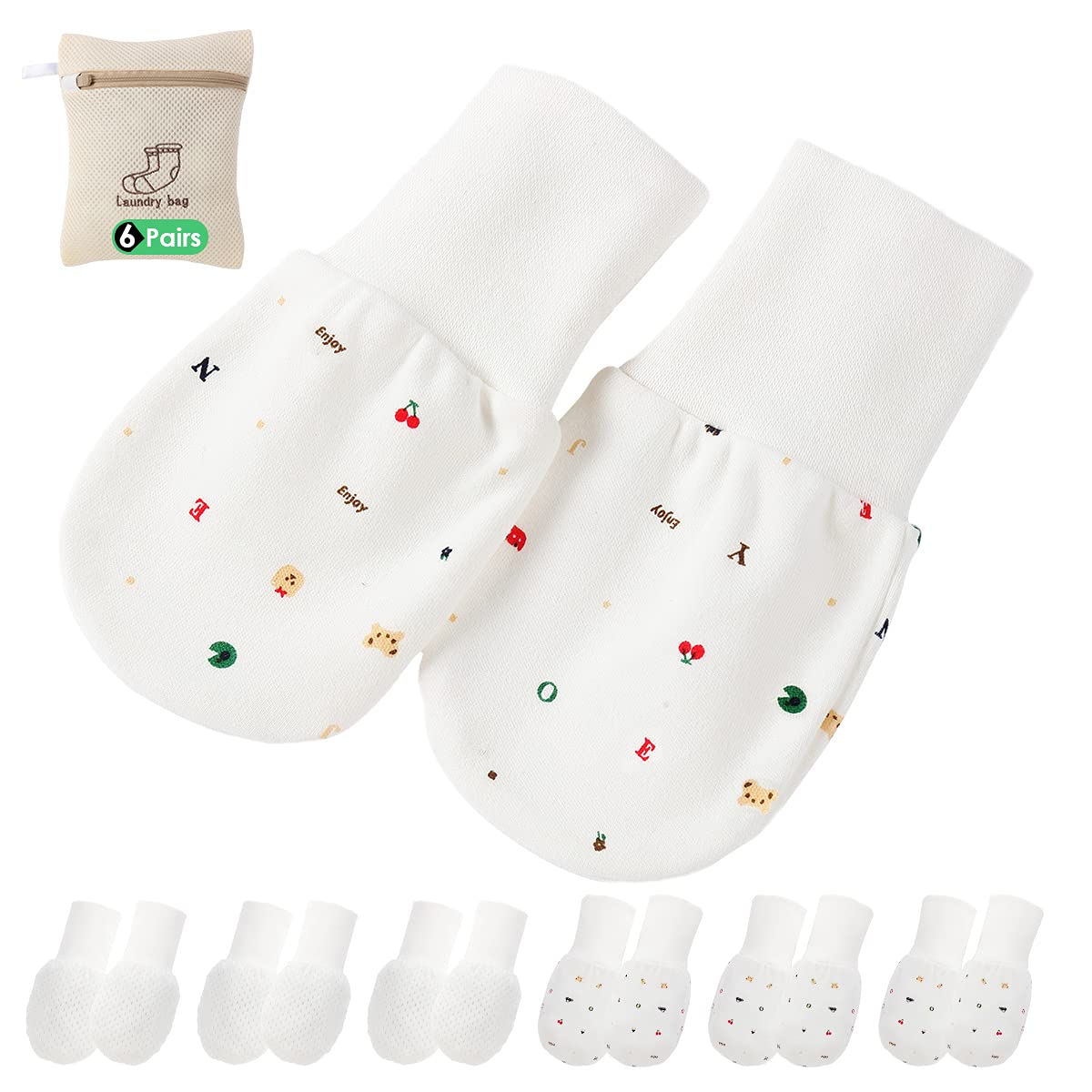251230200405605_1 Newborn Baby Mittens Anti Scratch Baby Mittens No Scratch Mittens Baby Gloves for 0-6 Months Boys Girls (6 Pairs-S) - Image 1